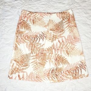Talbots Salmon Pink and Cream Leaf Pattern Skirt